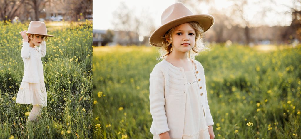 daughter in hat in the wildflowers 